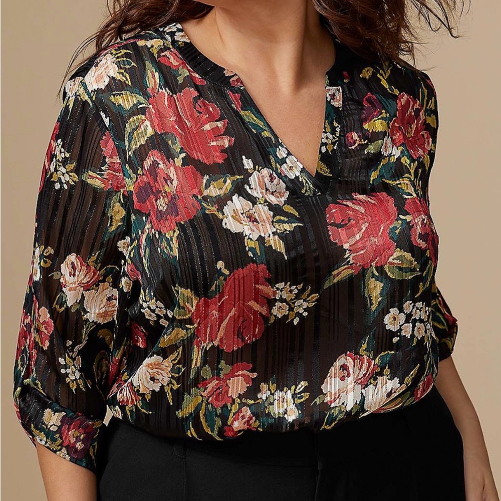 Plus Size Atwood 3/4 Sleeve Popover Blouse